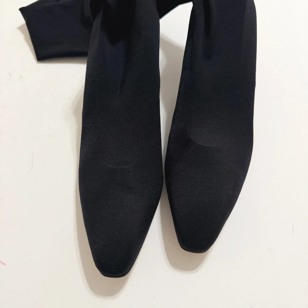 Anne‎ Klein Couture Vintage Black Lycra Thigh High Stocking Sock Boots Sz 8.5M